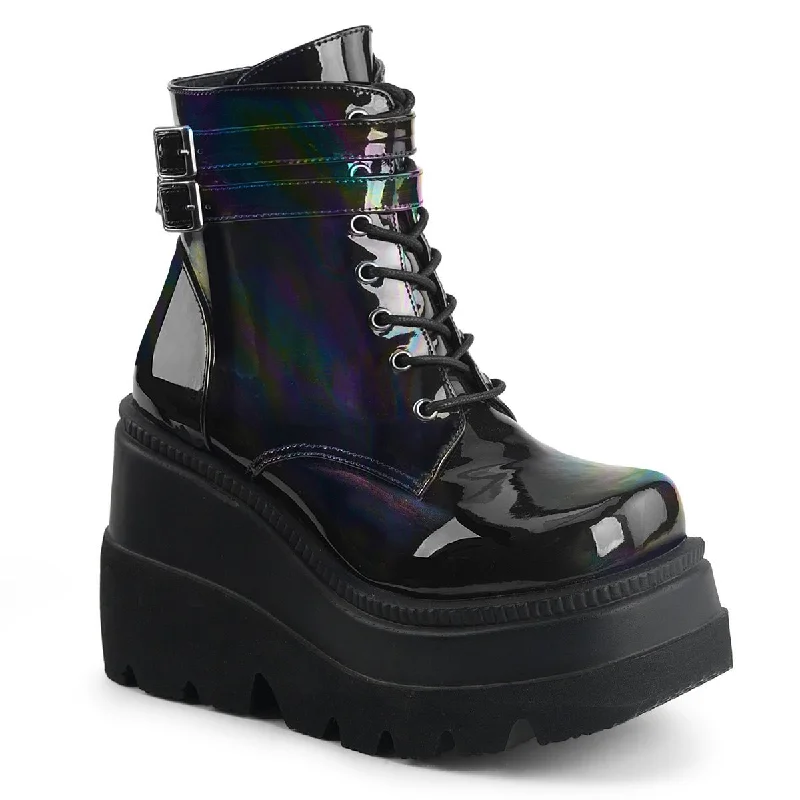 Demonia SHAKER-52 | Black Hologram Ankle Boots