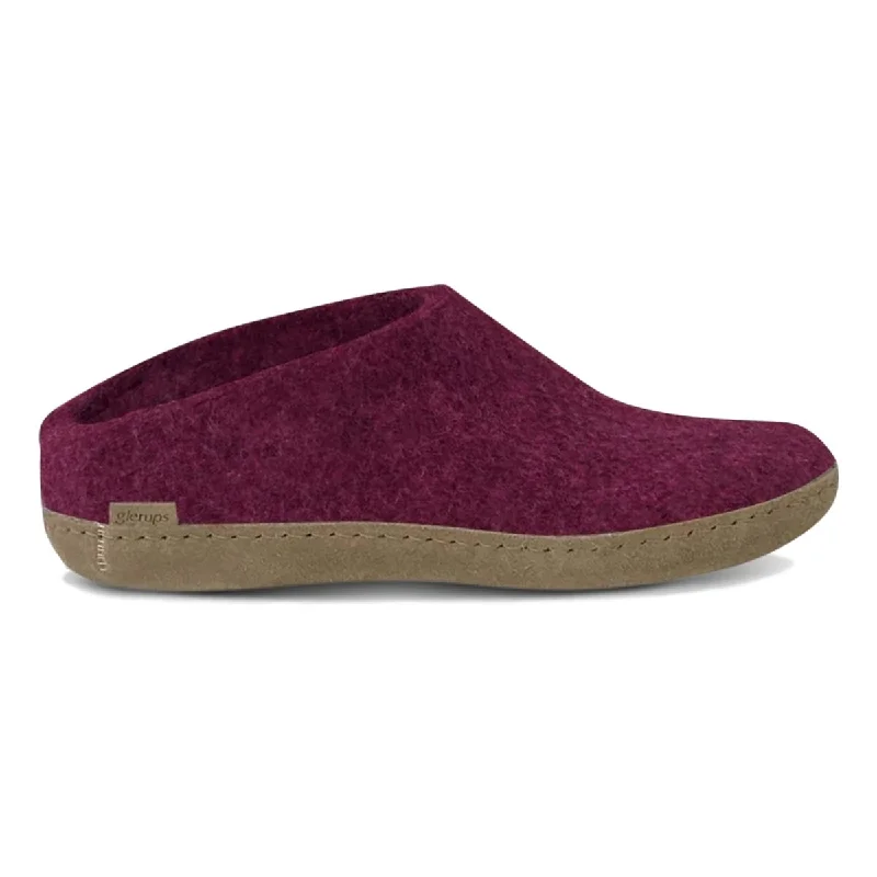 Glerups Women's Model B Slipper with Leather Sole Cranberry