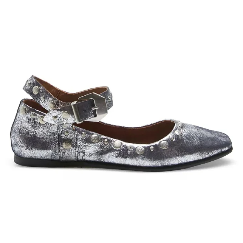 Free People Women's Mystic Mary Jane Flat Silver Distress