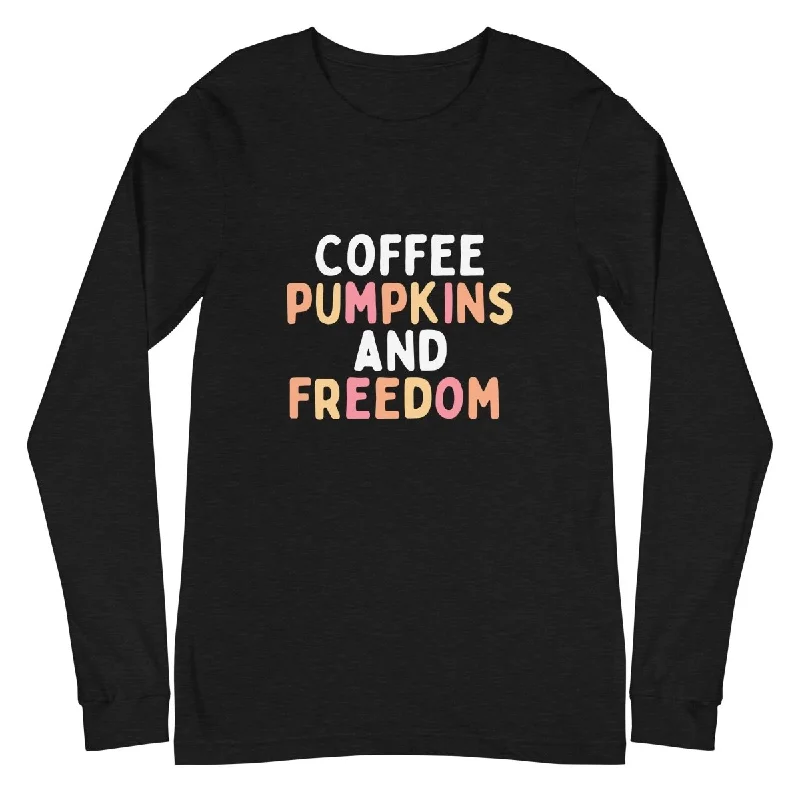 Coffee Pumpkins & Freedom Long Sleeve Tee - Women's