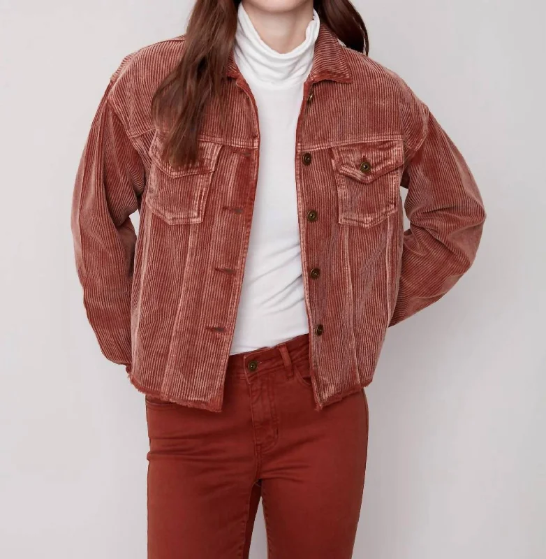 Washed-Out Corduroy Jacket In Cinnamon