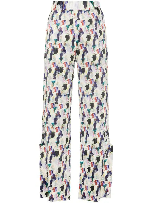 Remember Plisse Pant - Light Flowery Clouds