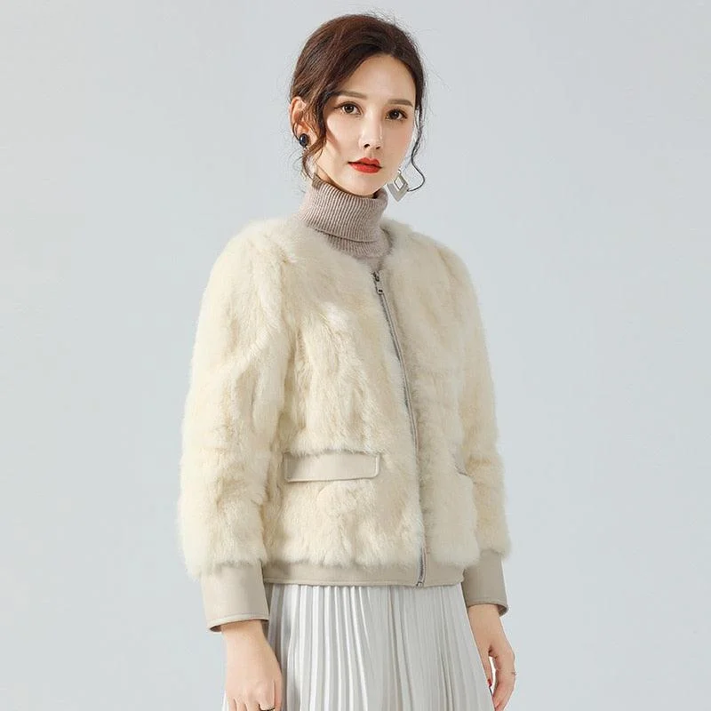 Women Winter Real Rabbit Fur Coat