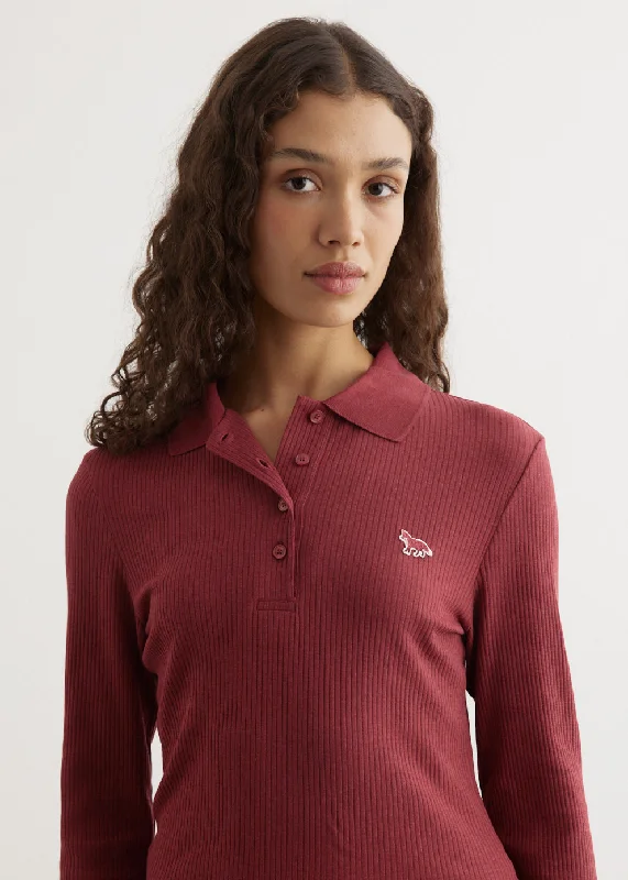 Fine Ribbed Long Sleeve Polo