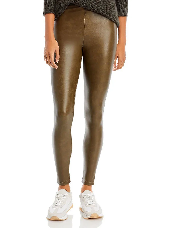 Womens Faux Leather High Waist Leggings