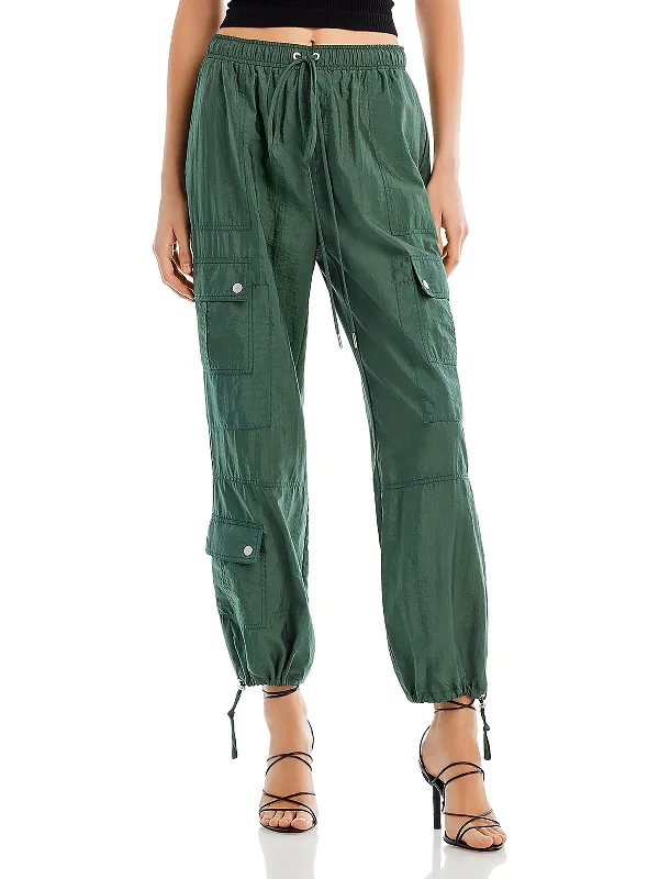 Womens Parachute Drawstring Cargo Pants