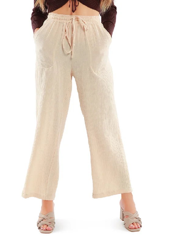 drawstring casual lounge wide pants