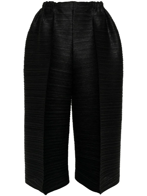 AW23 Cropped Bounce Pleat Pants - Black