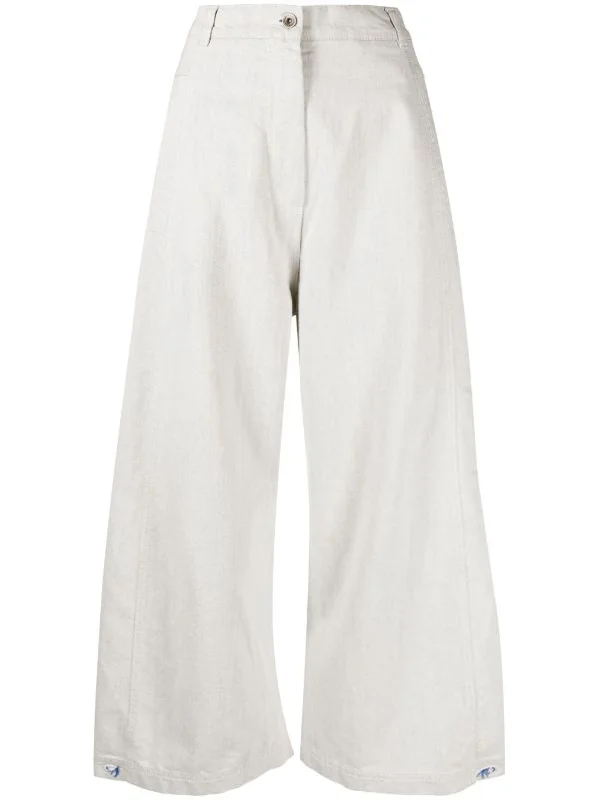 Post Denim Pants - White Blue Twill