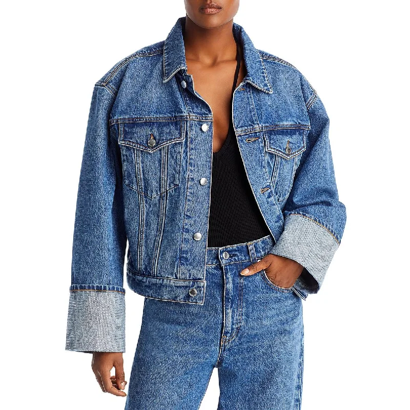 Alexander Wang Womens Embellished Denim Trucker Jacket