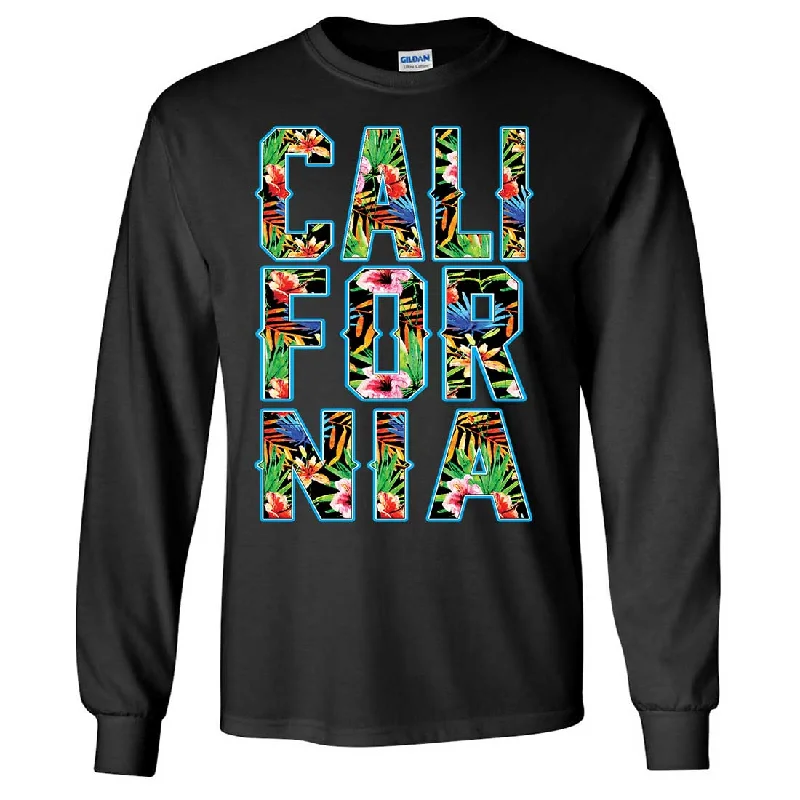 Tropical California Floral Print Long Sleeve Shirt