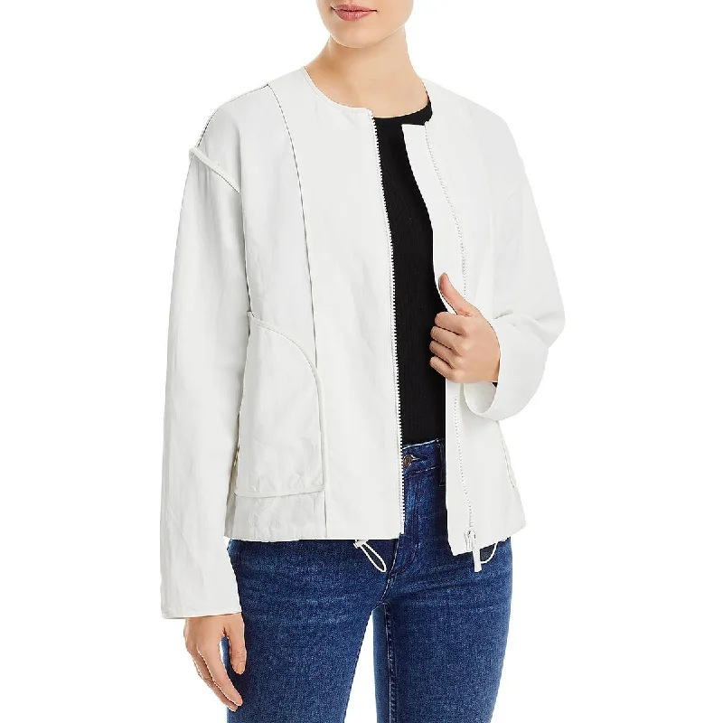 Lafayette 148 New York Womens Linen Short Bomber Jacket