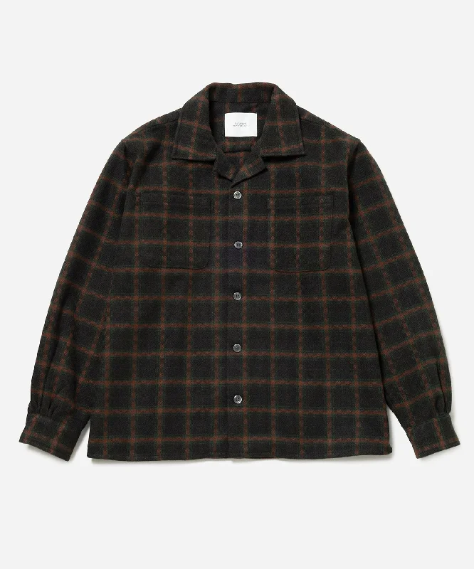 Open Collar Flannel Check Shirt