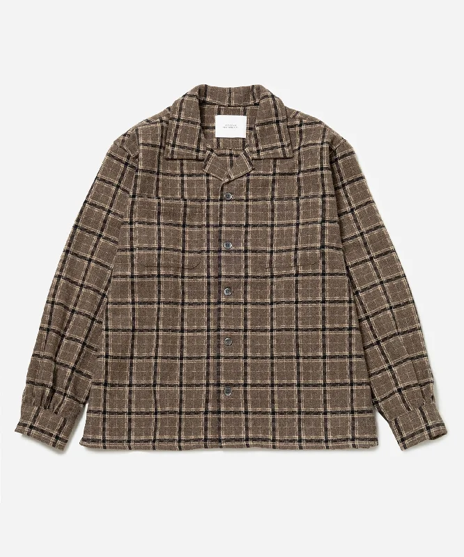 Open Collar Flannel Check Shirt