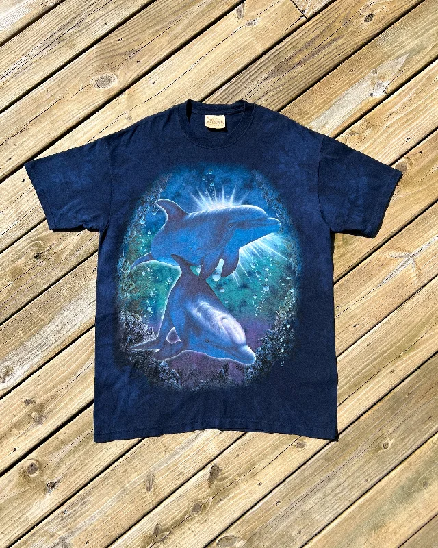 Vintage Blue Tie Dye Dolphin Tee