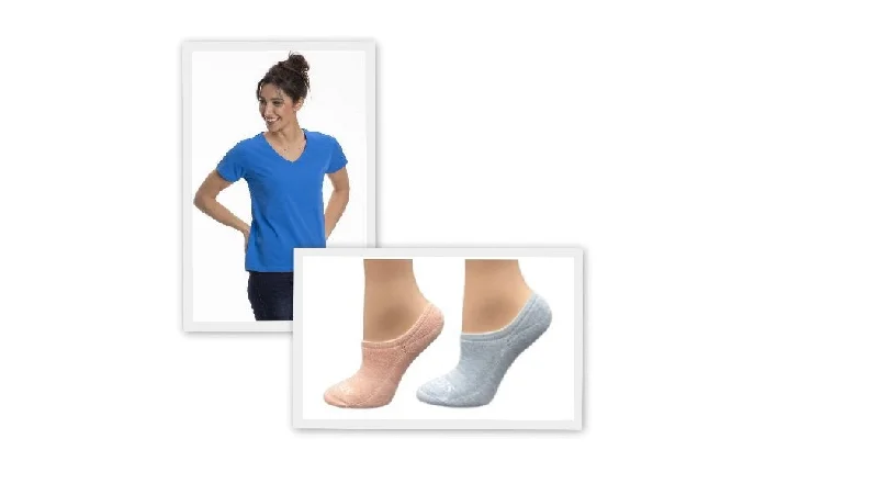 Women's V-Neck T-Shirt and Ankle Hi Sock 2-pack