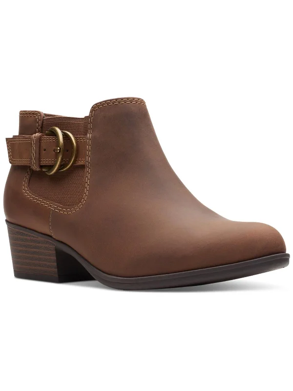 Adreena Field Womens Leather Stretch Booties