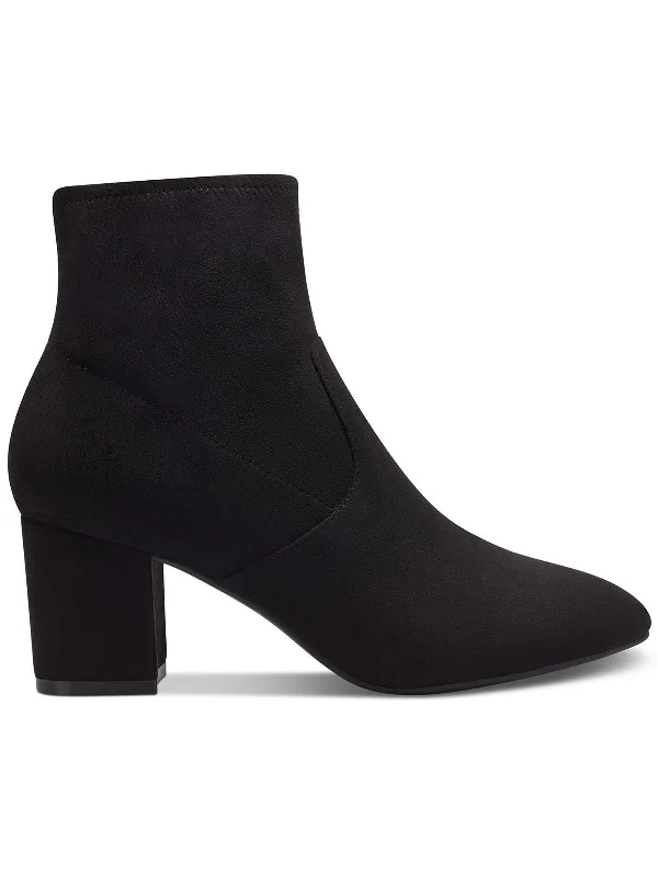 Black Womens Block Heel Laceless Ankle Boots