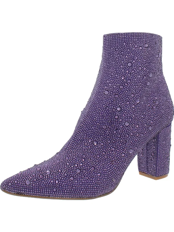 Cady Womens Embellished Block Heel Ankle Boots