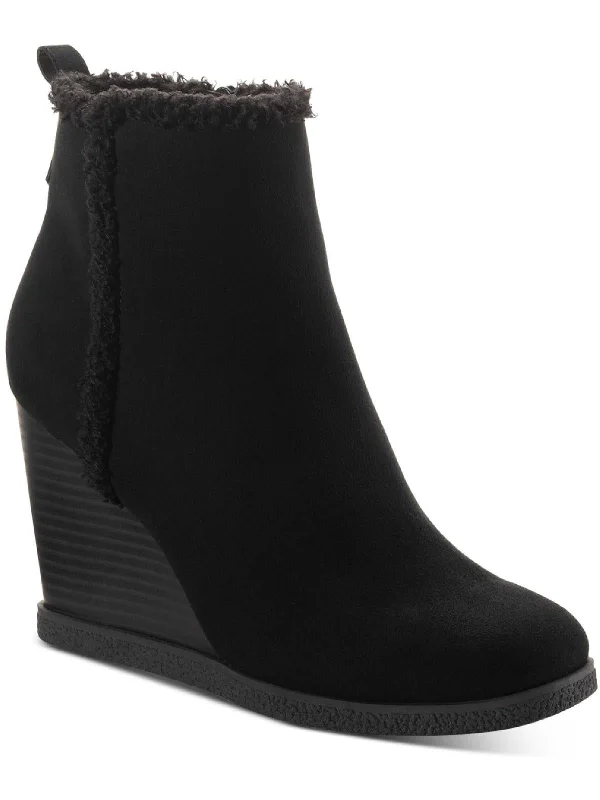 Camillia F Womens Faux Suede Ankle Wedge Boots