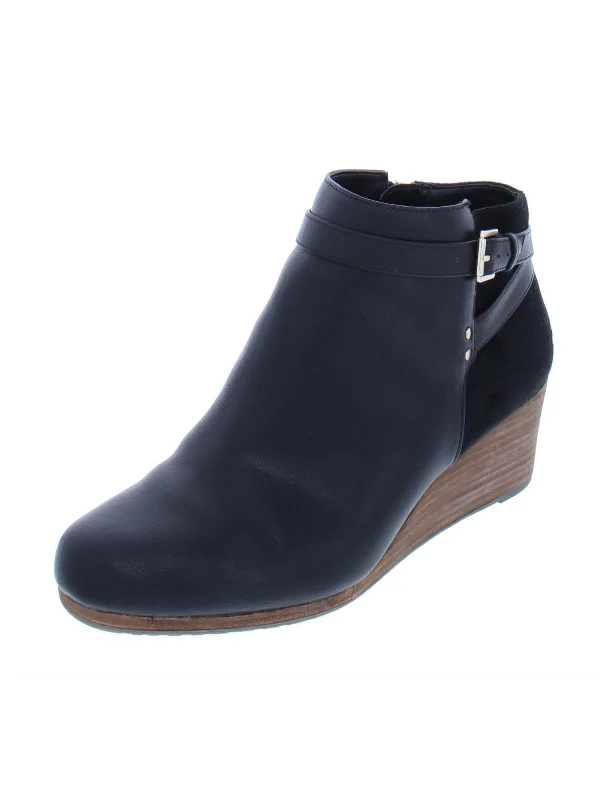 Double Womens Faux Leather Ankle Booties