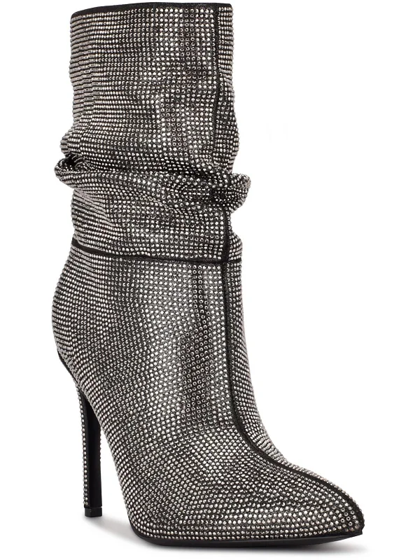 Jenn 2 Womens Rhinestone Pointed Toe Ankle Boots