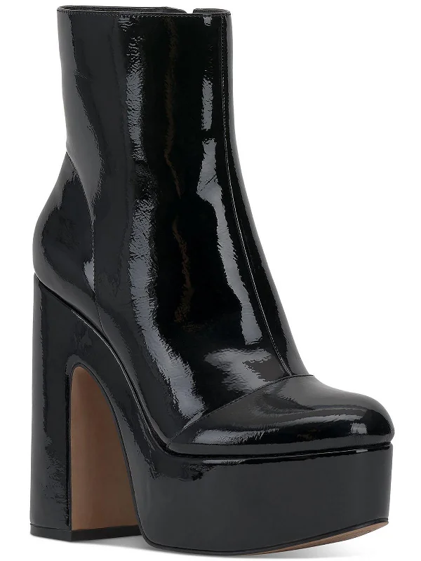 Madlaina Womens Patent Leather Heels Ankle Boots