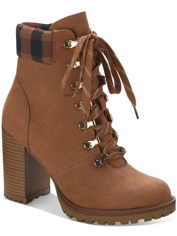 Octavia Womens Faux Leather Ankle Combat & Lace-up Boots