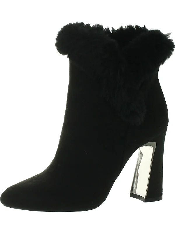 Oksana Womens Microsuede Faux Fur Ankle Boots