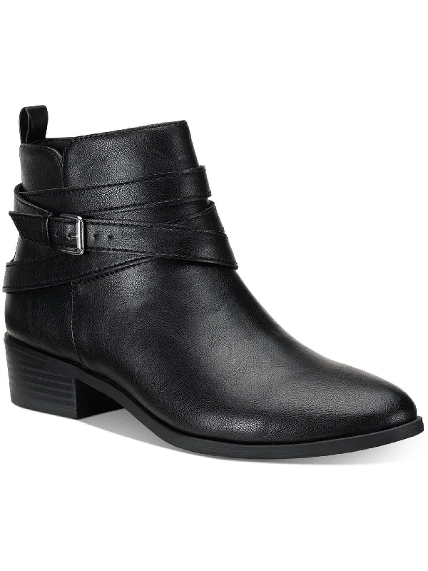 Saandisp Womens Buckle Zip up Ankle Boots