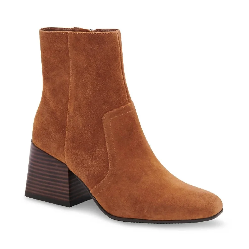 Salome Ankle Boot In Cognac Suede