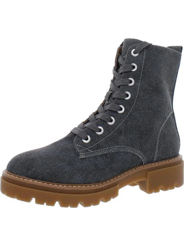 Tiiaa Womens Canvas Ankle Combat & Lace-up Boots