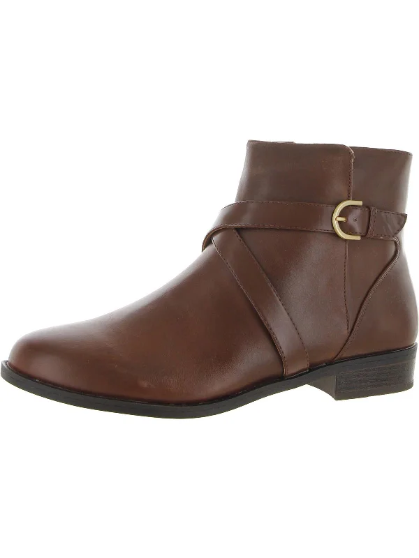 Vicky Womens Leather Almond Toe Ankle Boots