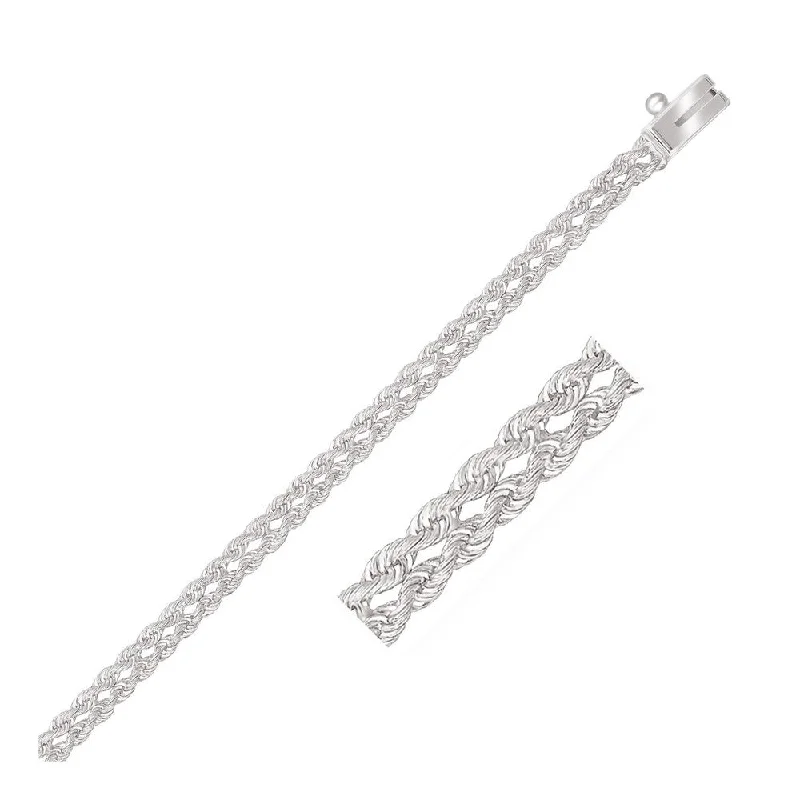 3.0 mm 14k White Gold Two Row Rope Bracelet