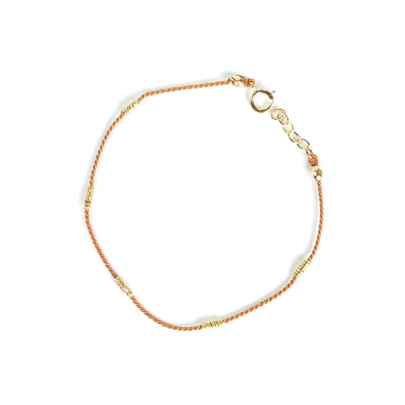 Wrapped Wire Silk Bracelet | Tan, Gold