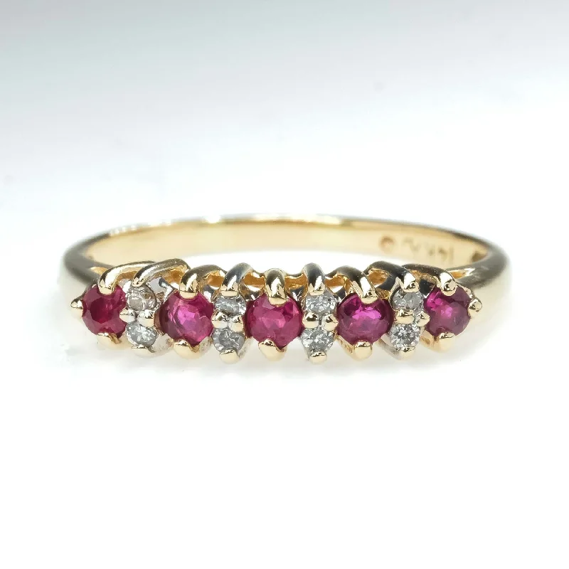 0.28ctw Round Ruby & Diamond Accents Stackable Ring in 14K Yellow Gold