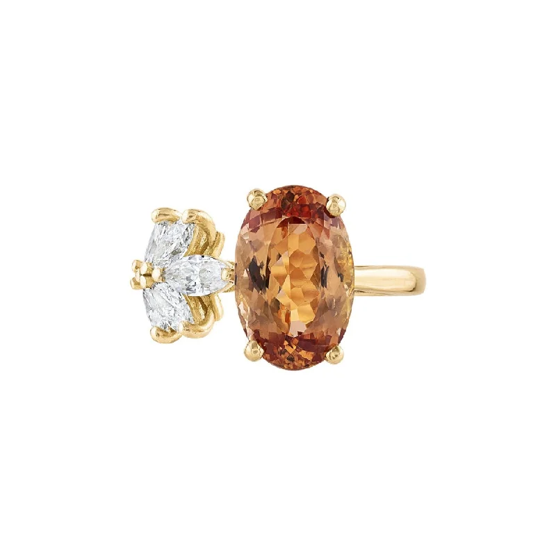 LaViano Bespoke 18K Yellow Gold Imperial Topaz and Diamond Ring