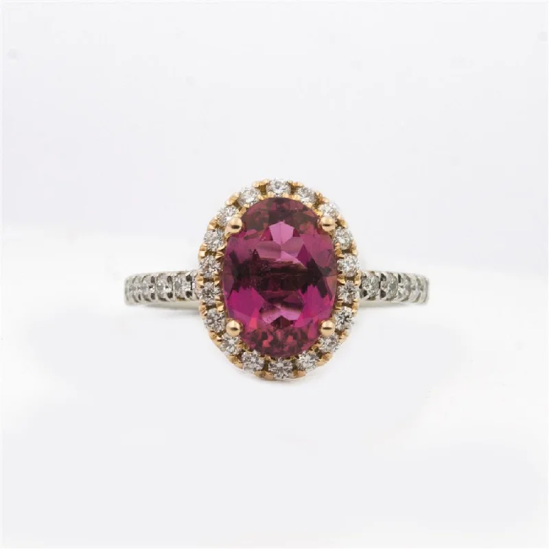 Azul 14K White and Rose Gold Pink Tourmaline and Diamond Ring