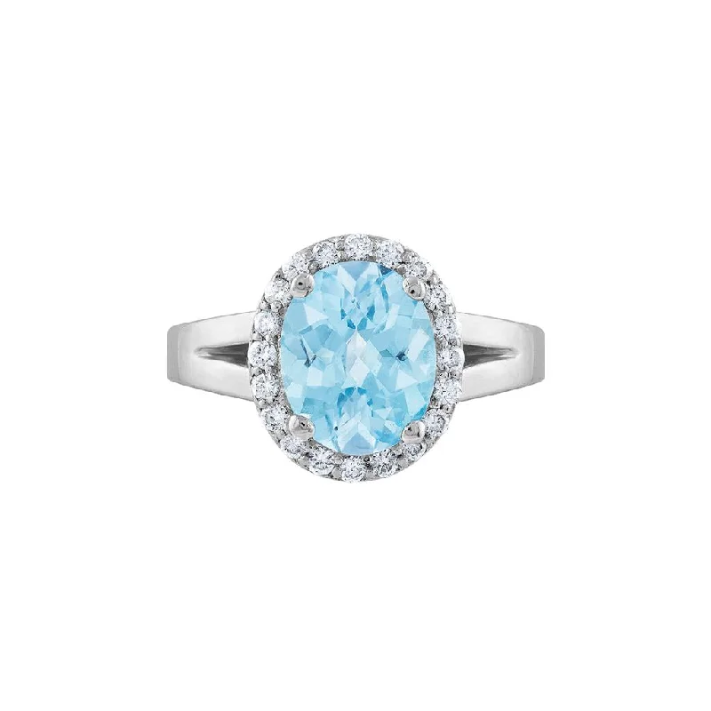 Azul 18K White Gold Blue Topaz and Diamond Ring