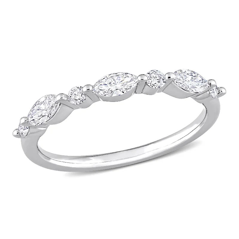 Created Forever 1/2ct TW Marquise Lab-Grown Diamond Ring in Platinum Plated Sterling Silver