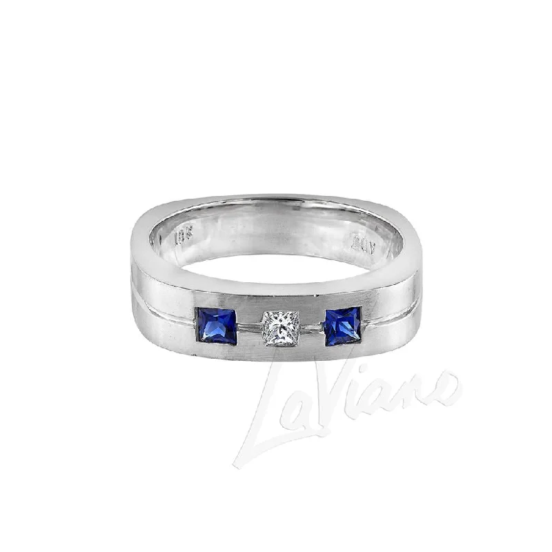 LaViano Fahion 18K White Gold Sapphire and Diamond Band