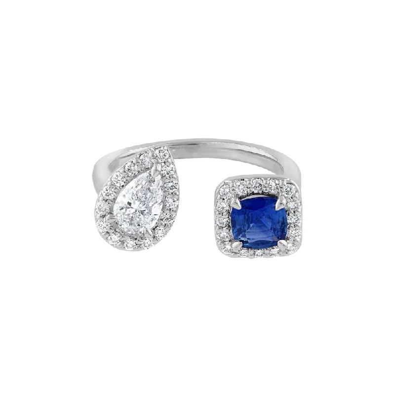 LaViano Fashion 14K White Gold Sapphire and Diamond Ring