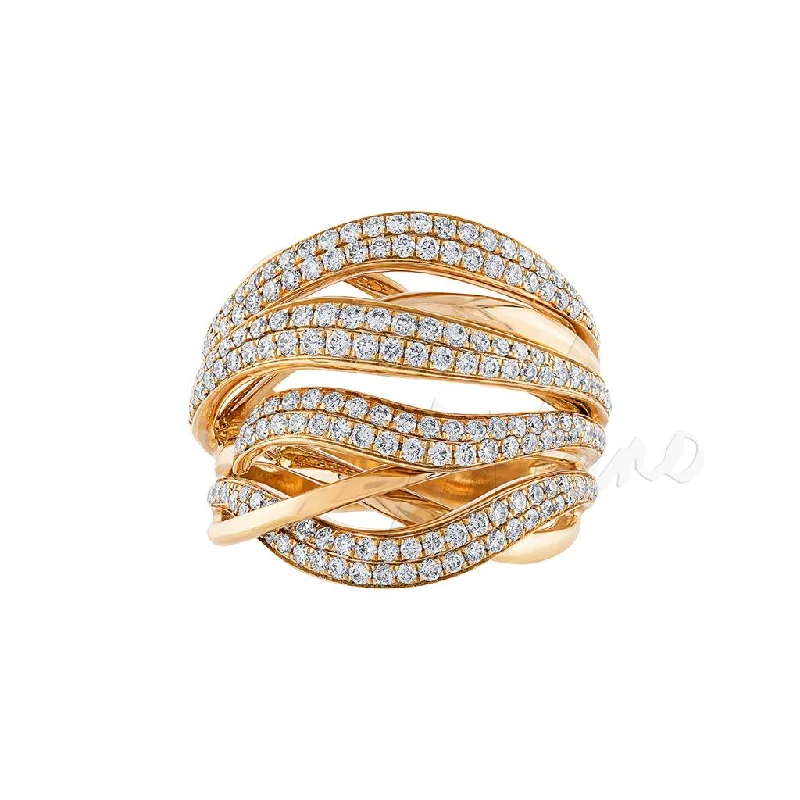 LaViano Fashion 18K Rose Gold Diamond Twisted Multi-Band Ring