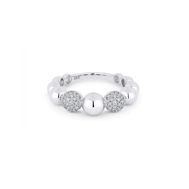 LaViano Fashion 14K White Gold Pave Diamond Circle Ring