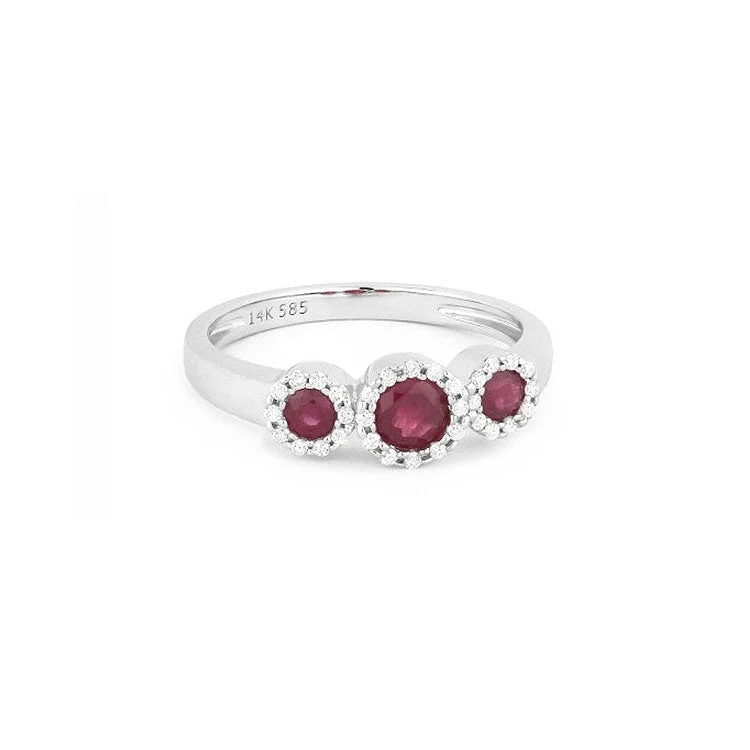 LaViano Fashion 14K White Gold Ruby Tri-Circle Ring