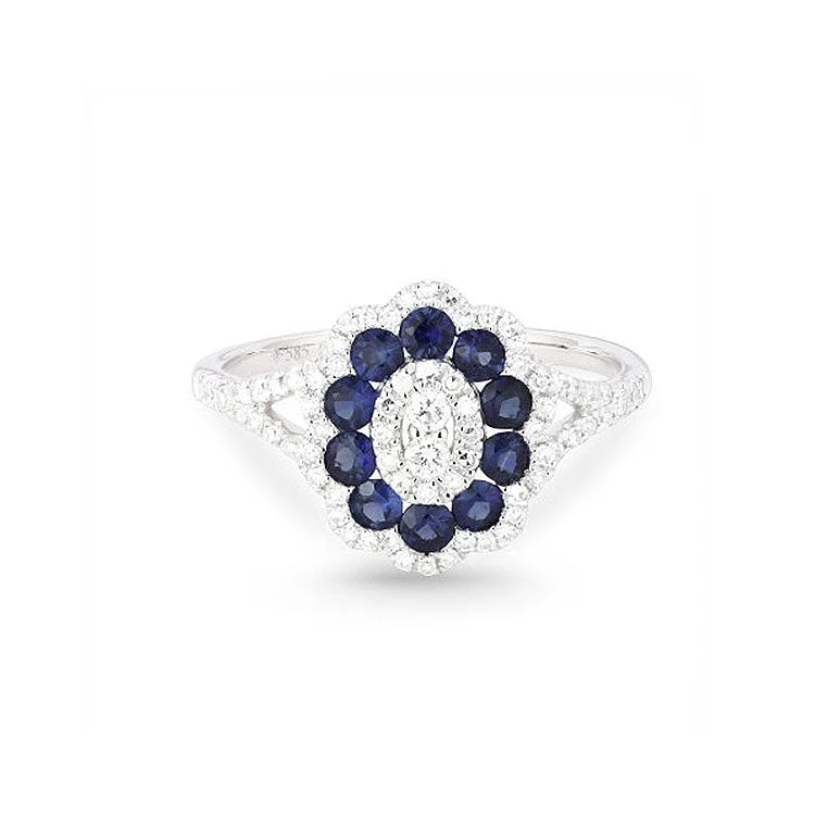 LaViano Fashion 14K White Gold Sapphire and Diamond Ring