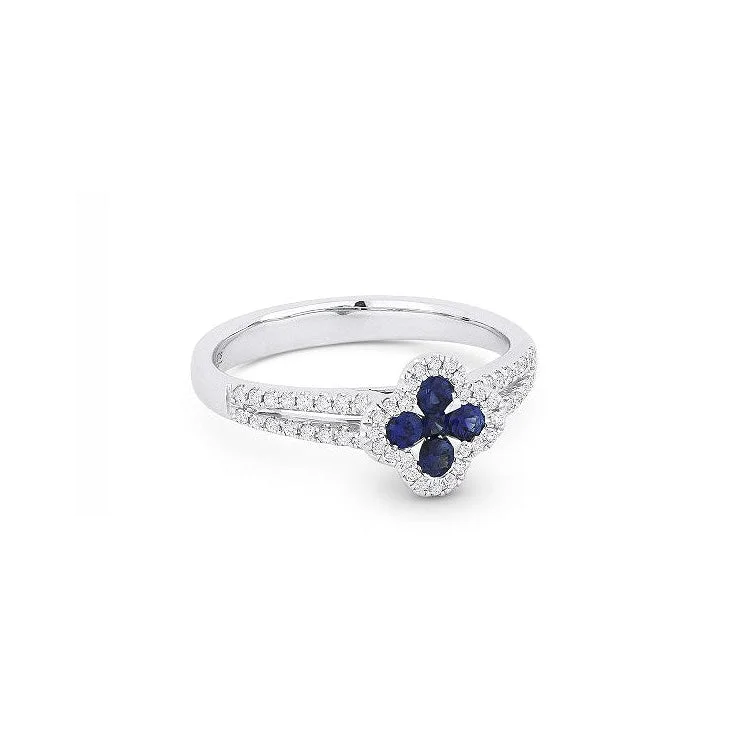 LaViano Fashion 14K White Gold Sapphire Clover Ring