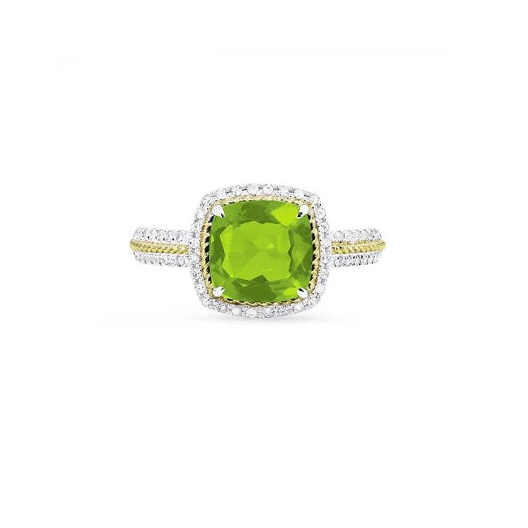 LaViano Fashion 14K Yellow Gold Diamond and Peridot Ring