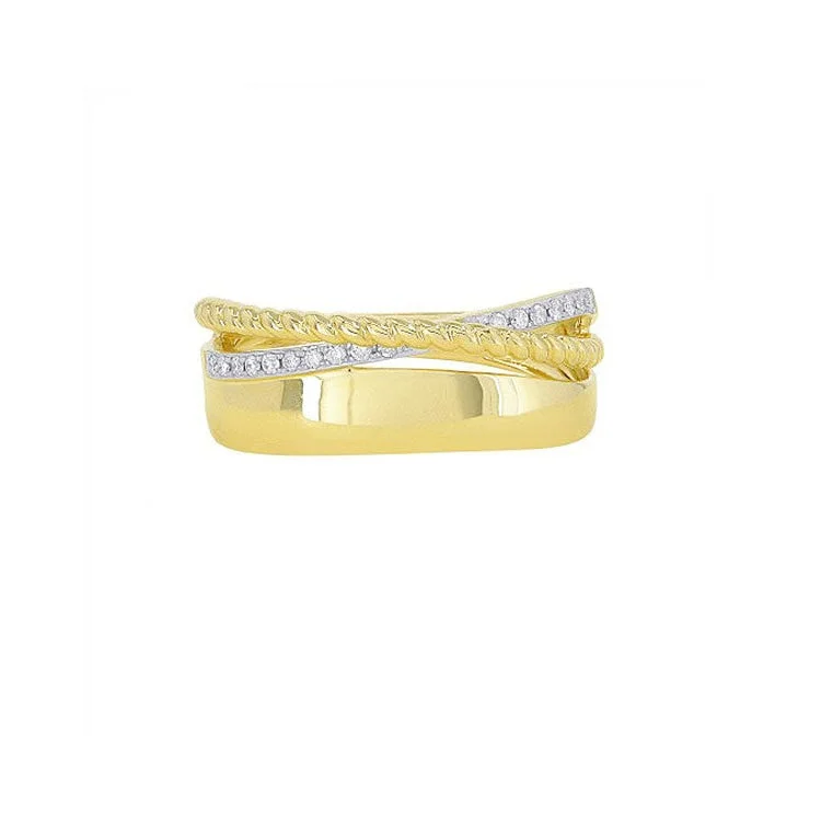 LaViano Fashion 14K Yellow Gold Diamond Braid Ring