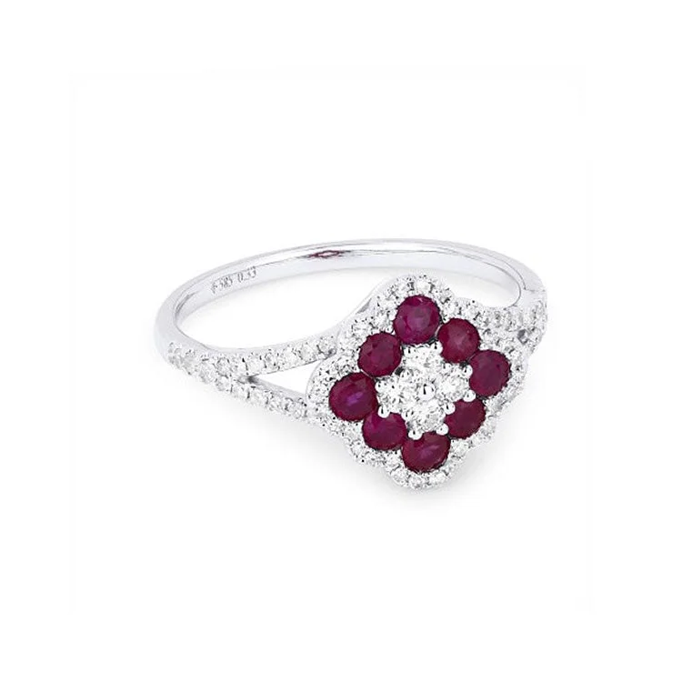 LaViano Fashion 14K White Gold Ruby and Diamond Ring